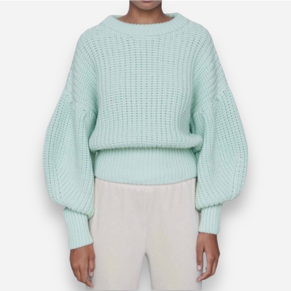 🌸New🌸 Zara Purl Knit Sweater Mint Sz Medium NWT
